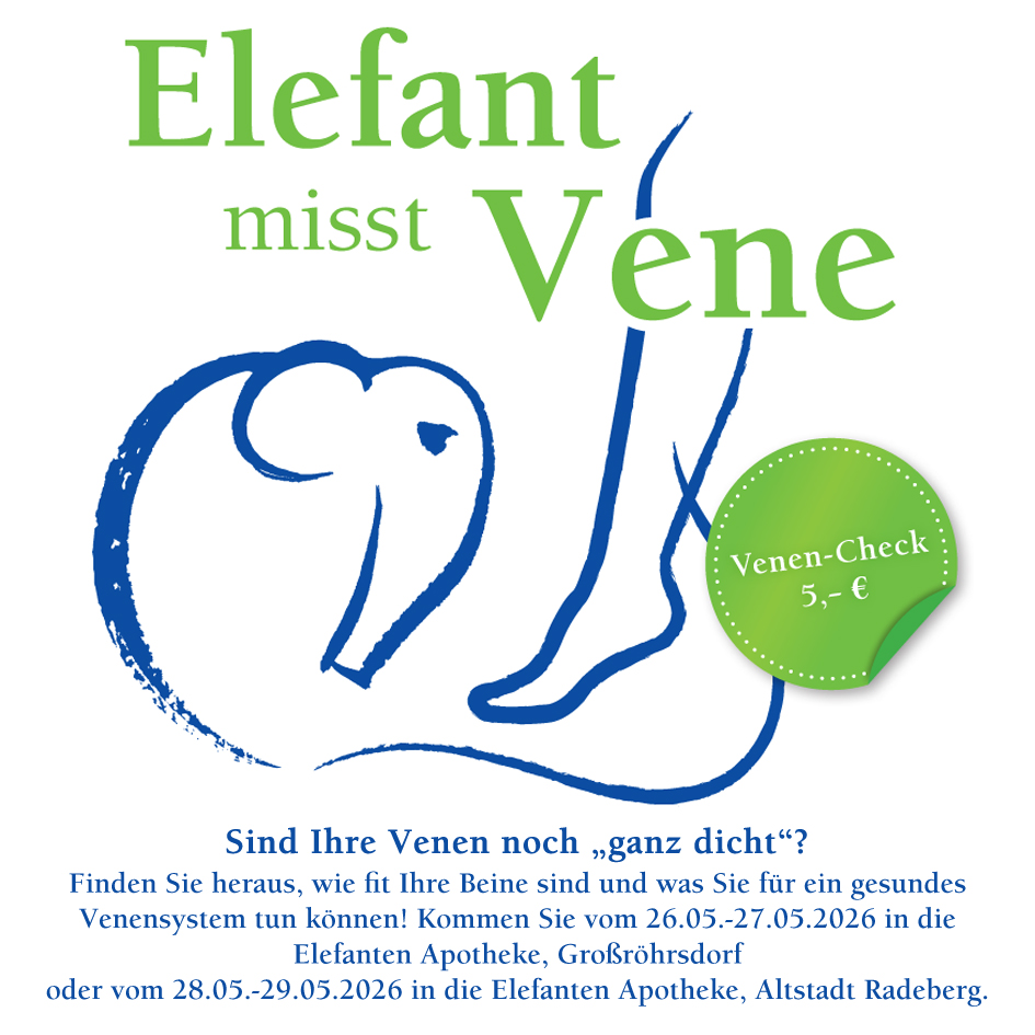 Werbegrafik mit Elefanten-Logo und aktueller Monats-Aktion